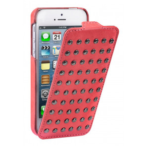 Decoded iPhone 5/5S Leather Flip Case Studs Red Voorkant