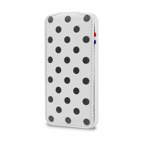 Decoded iPhone 5/5S/SE Leather Flip Case White Polka voorkant