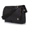 Laptoptas Knomo Kobe Soft Leather Messenger Black 15 inch Voorkant