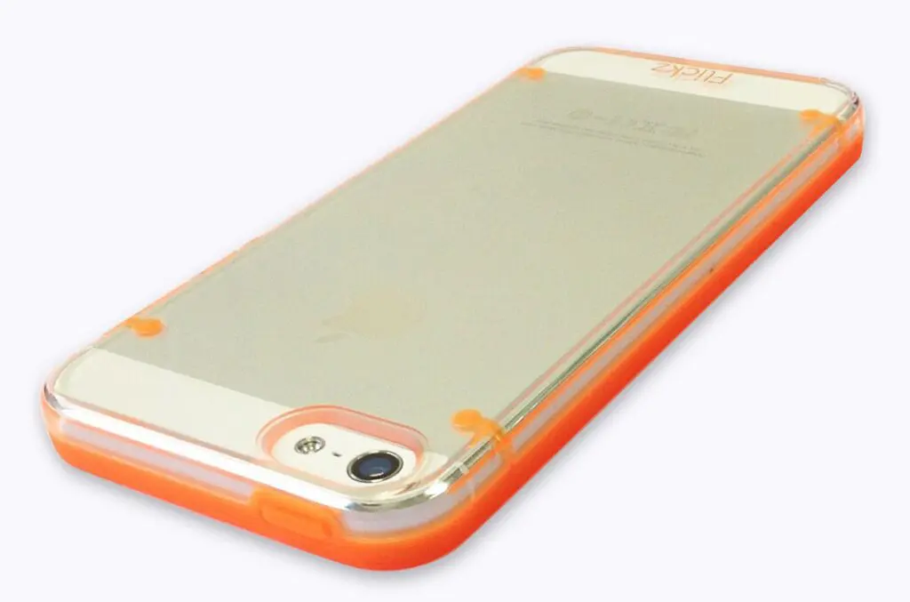 Flickz iPhone 5 Clear Jacket Back Case Orange Liggend