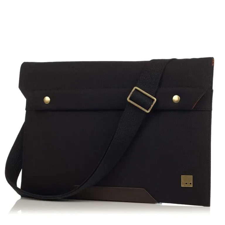 Laptop Sleeve Knomo Argal Black 13 inch Voorkant met schouderriem 1