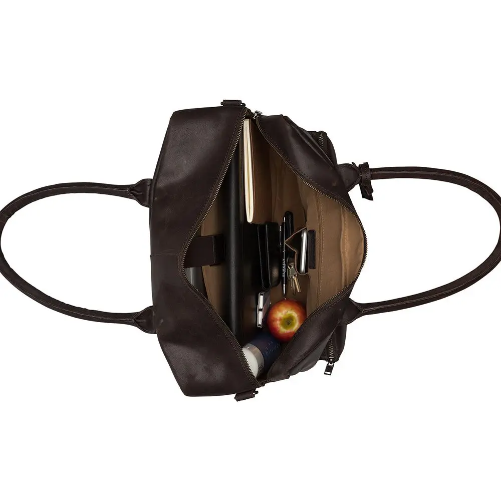 Burkely Leren Laptoptas 14 inch Fundamentals Vintage Mitch Worker Bruin Open