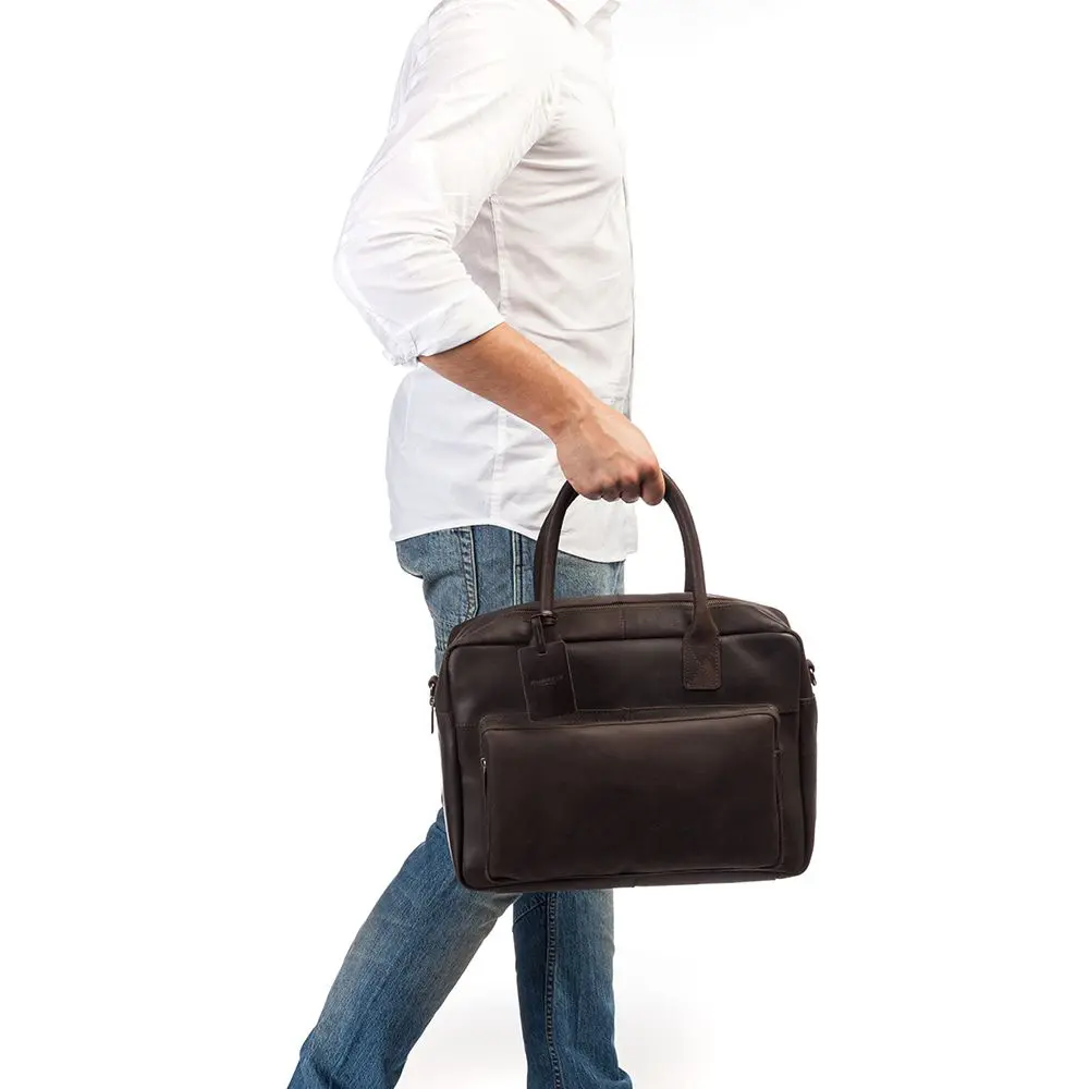 Burkely Leren Laptoptas 14 inch Fundamentals Vintage Mitch Worker Bruin Model