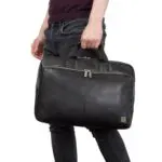 Knomo Newbury Leather Briefcase Black 15 inch Model