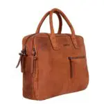 DSTRCT Wall Street Business Bag Double Zipper Cognac 15 inch Voor- zijkant