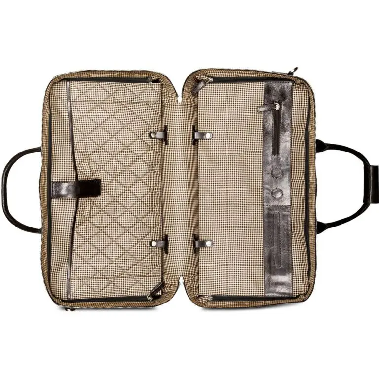 dbramante1928 Leren Weekend Tas Laptoptas 17 inch Aalborg Donkerbruin Open