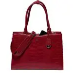 SOCHA Dames Laptoptas 15.6 inch Croco Burgundy Rood Voorkant Schouderband