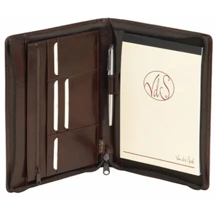 Van der Spek Leren Schrijfmap A5 Rits Luigi Raphael 358 Bruin Open