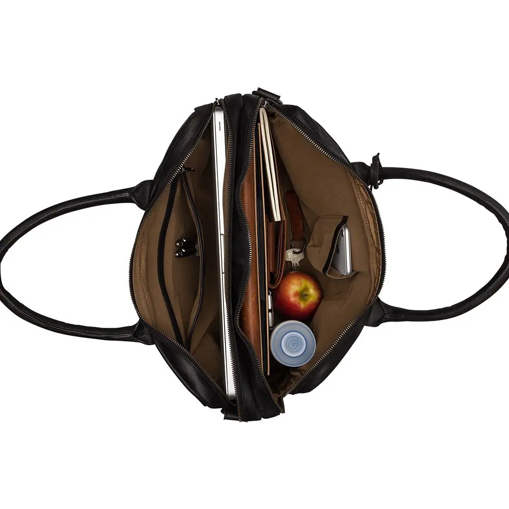 Burkely Leren Laptoptas 17 inch Fundamentals Vintage Taylor Zwart Open