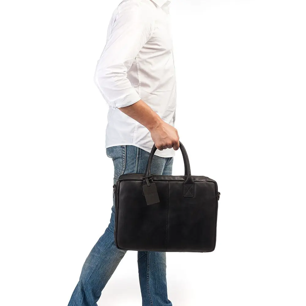 Burkely Leren Laptoptas 17 inch Fundamentals Vintage Taylor Zwart Model