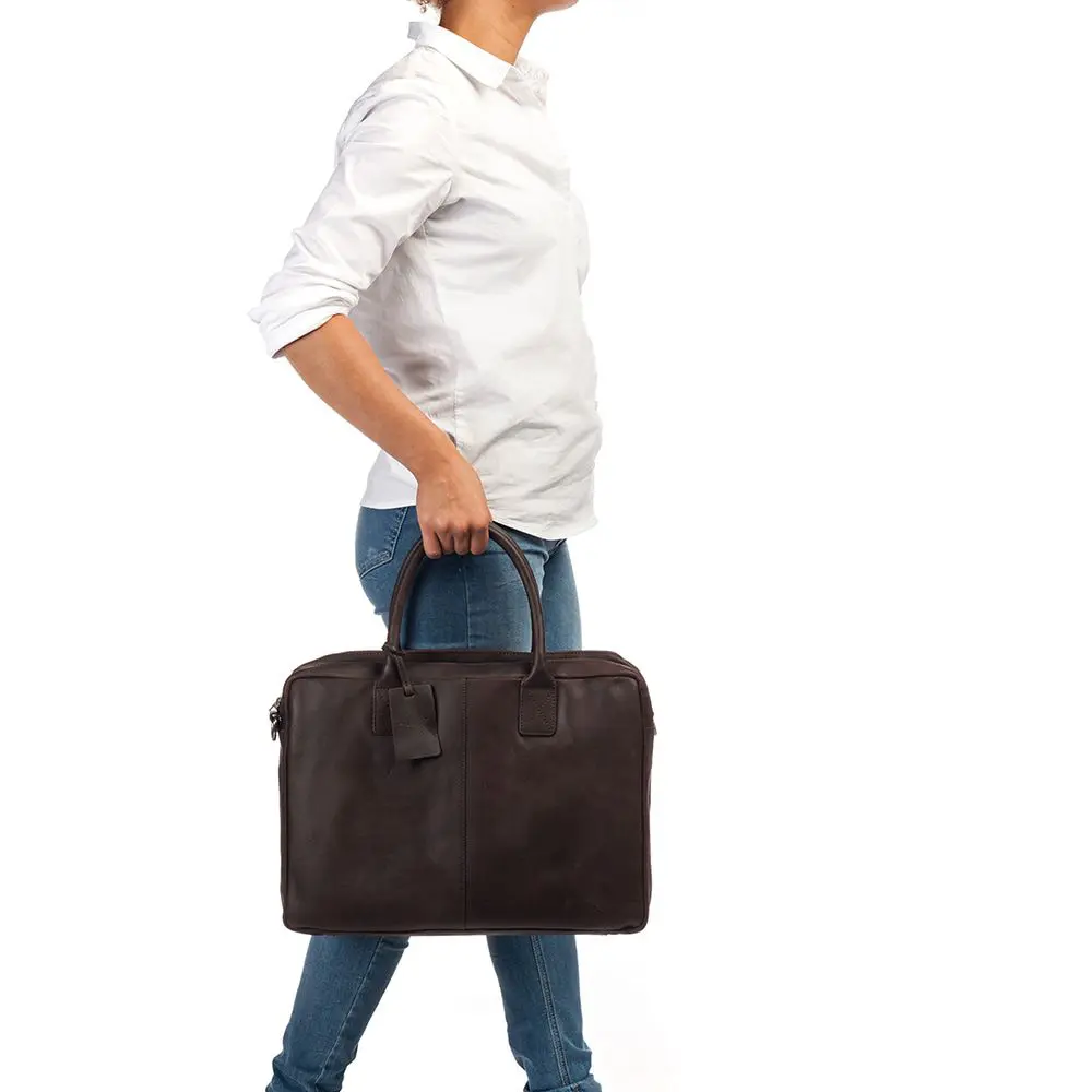 Burkely Leren Laptoptas 17 inch Fundamentals Vintage Taylor Bruin Model