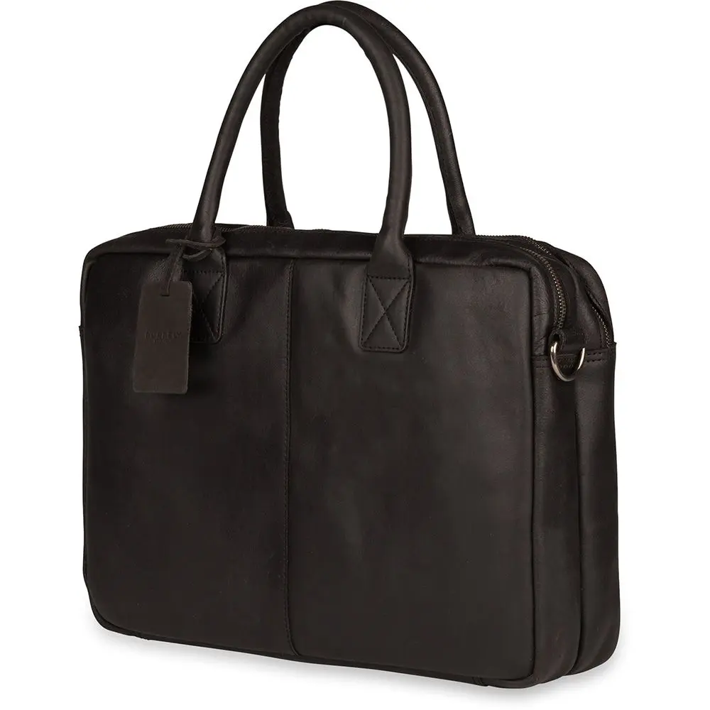 Burkely Leren Laptoptas 17 inch Fundamentals Vintage Taylor Zwart Voorkant