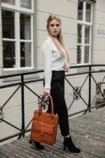 DSTRCT Dames Leren Shopper 14 inch Wax Lane Cognac Model