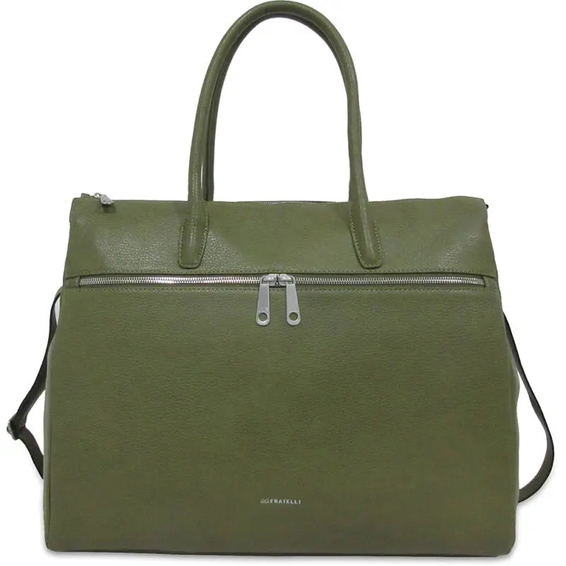 Gigi Fratelli Dames Leren Laptoptas 17 inch Romance Business ROM8007 Camouflage Groen Voorkant