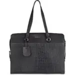 Burkely Dames Leren Laptoptas 15 6 inch Croco Cody 551029 Zwart Voorkant
