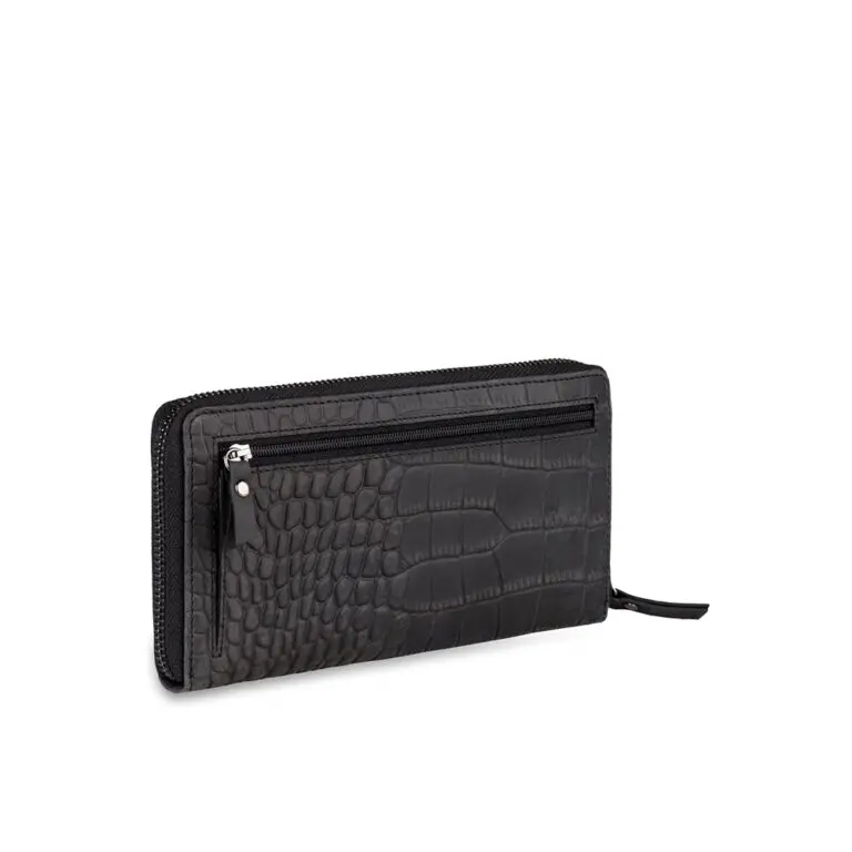 Burkely Dames Leren Portemonnee L Croco Cody Zwart Achterkant