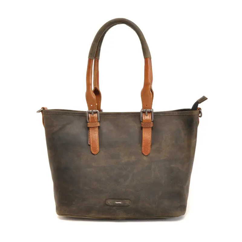 Berba Leren Shopper Barbarossa Femme 825-313 Groen Voorkant